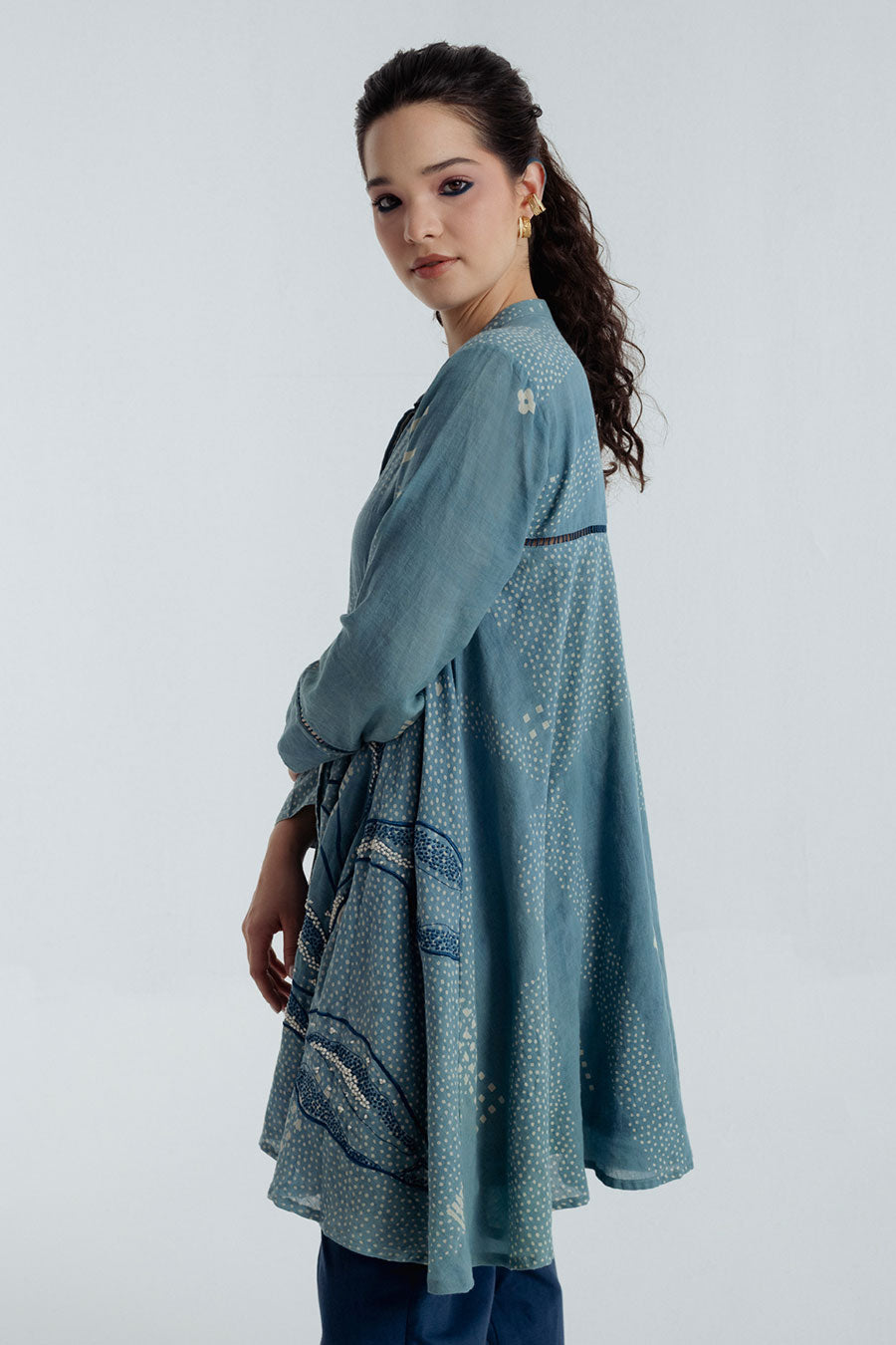 Indigo Dabu Printed Flare Co-Ord Set