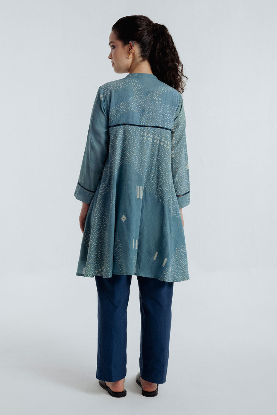 Indigo Dabu Printed Flare Co-Ord Set
