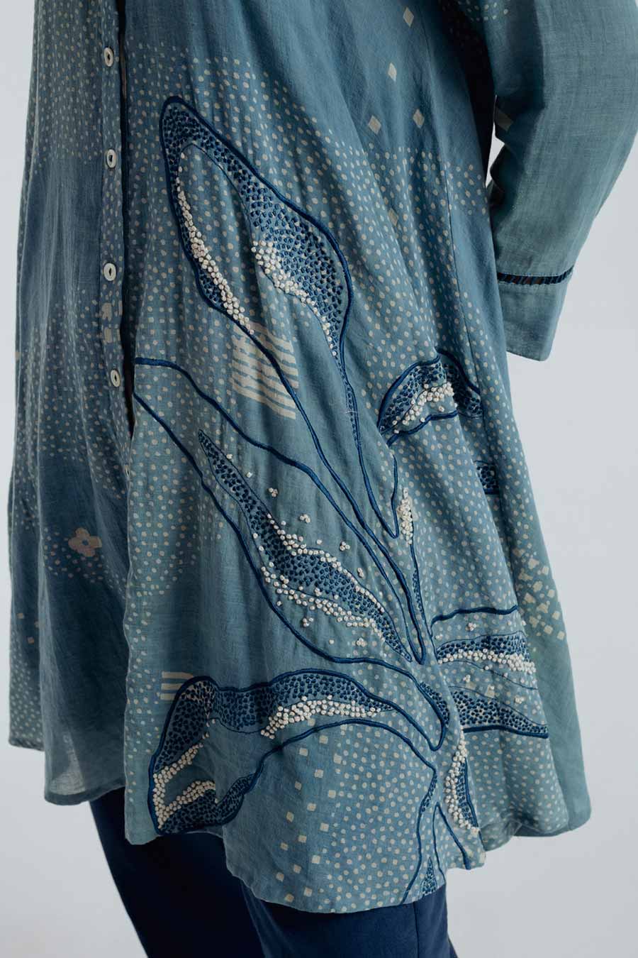 Indigo Dabu Printed Flare Co-Ord Set