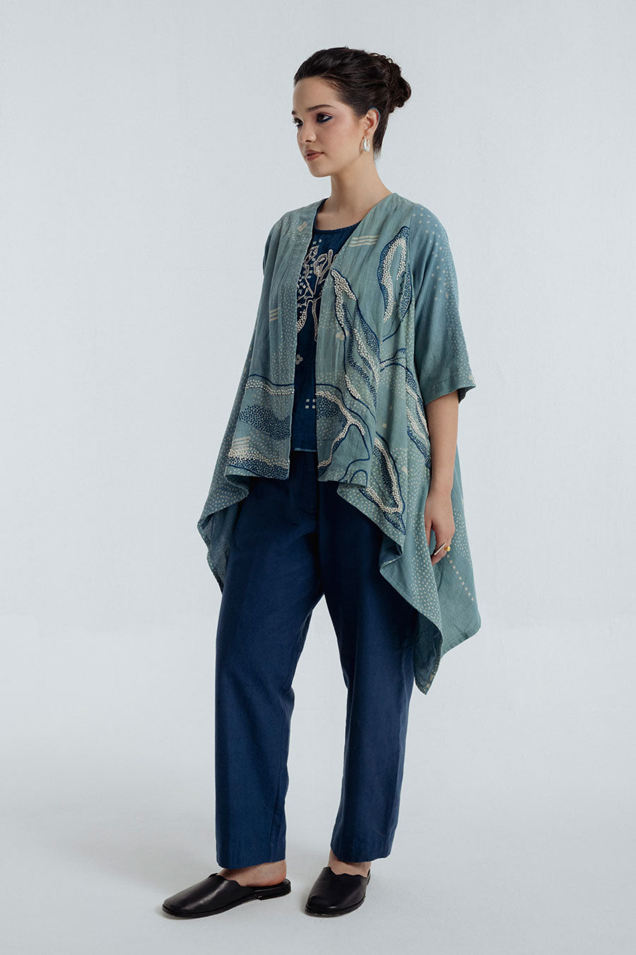 Indigo Dabu Printed Tri Co-Ord Set
