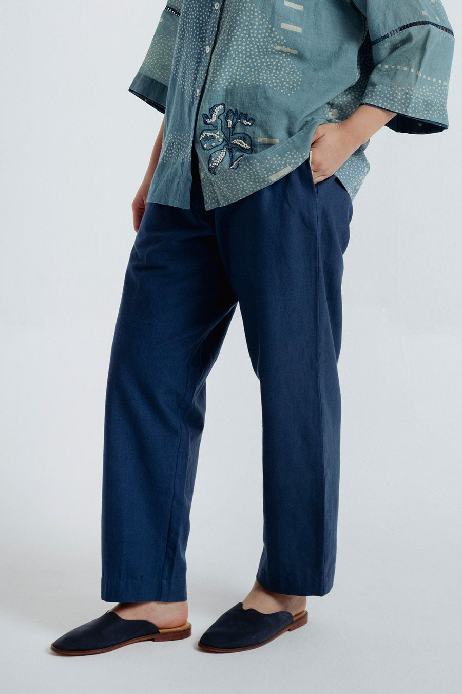 Indigo Dabu Printed Tri Co-Ord Set