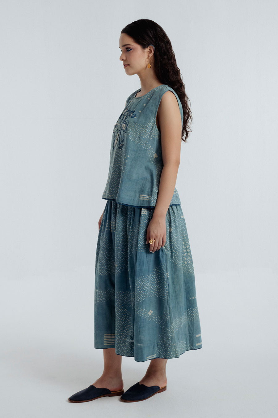 Indigo Dabu Printed Sky Co-Ord Set