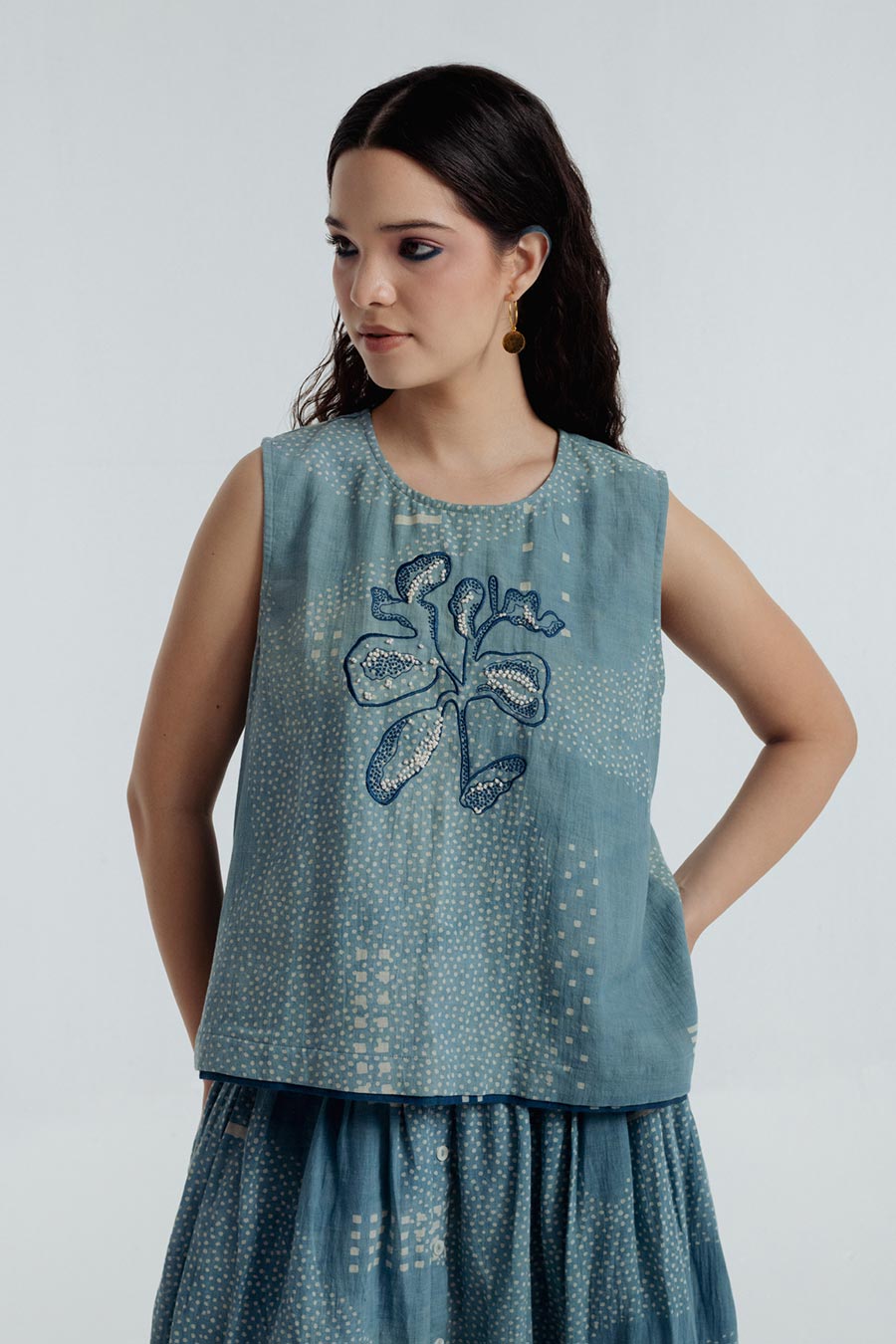 Indigo Dabu Printed Sky Co-Ord Set