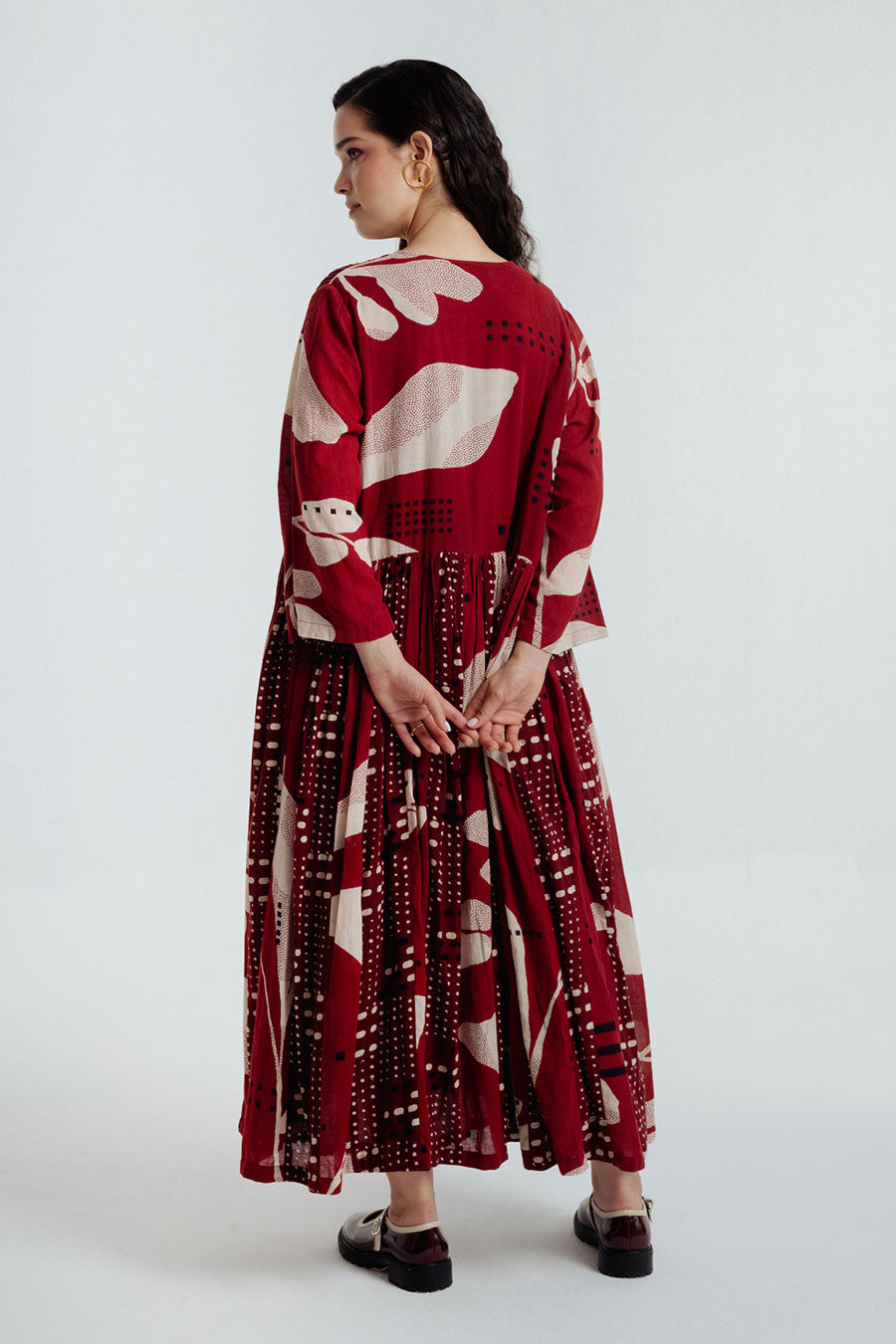 Red Madder Dabu Printed Jacket & Dress Set