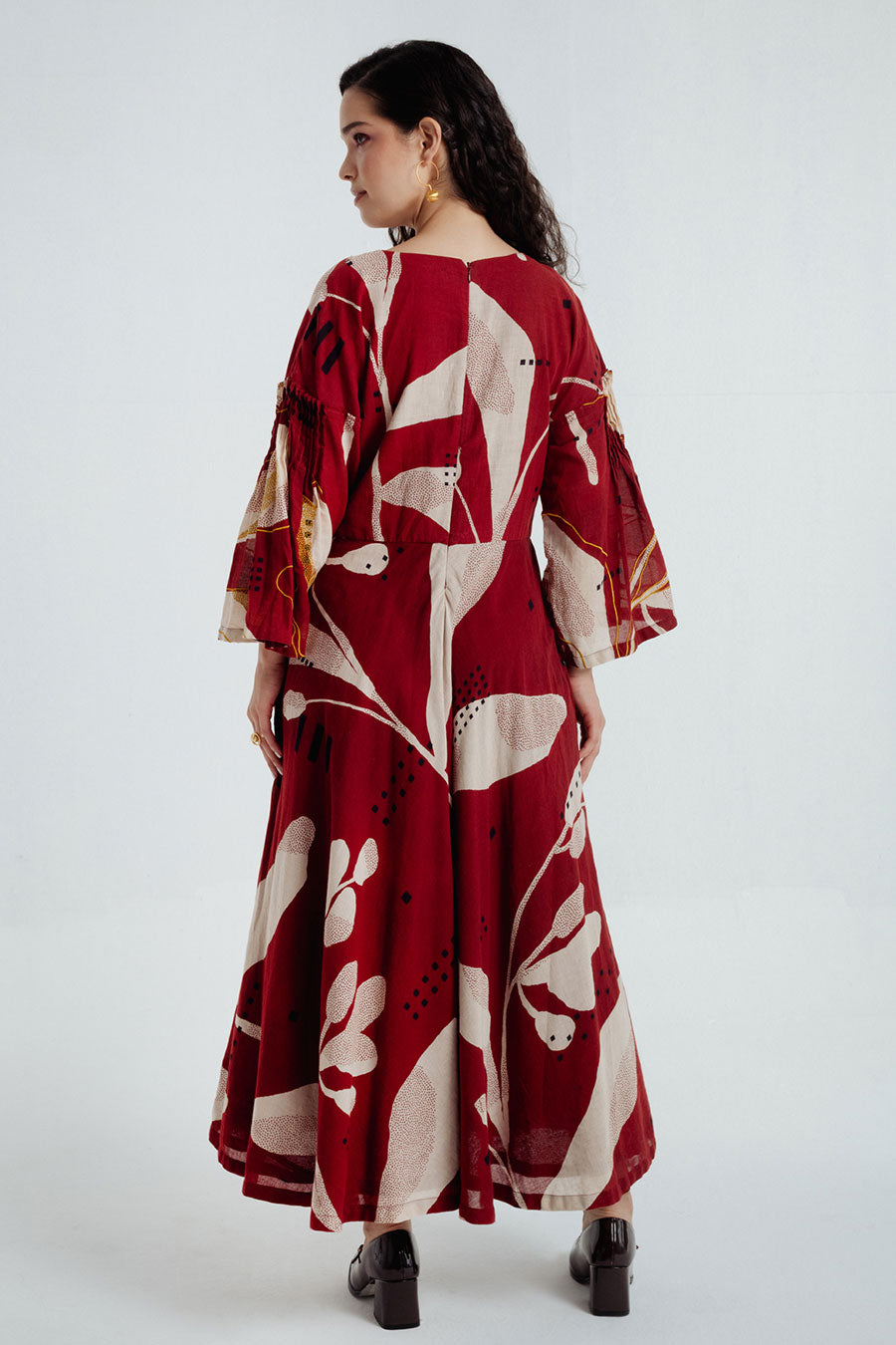 Red Madder Dabu Printed Bell Dress