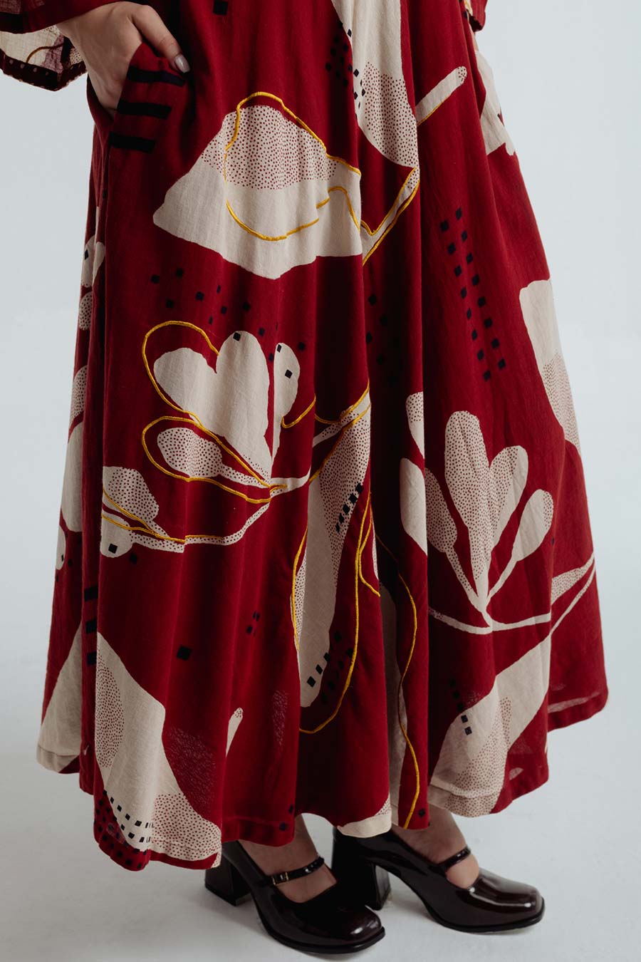 Red Madder Dabu Printed Bell Dress