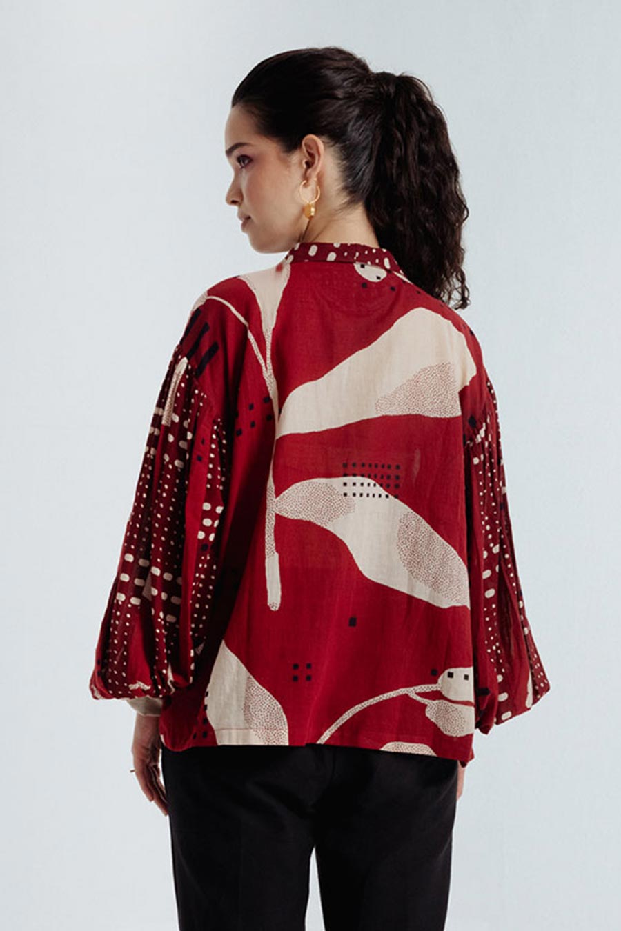 Red Madder Dabu Printed Bell Shirt