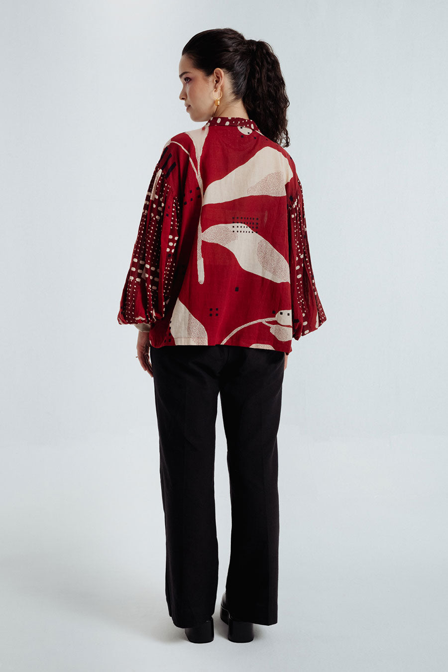Red Madder Dabu Printed Bell Shirt