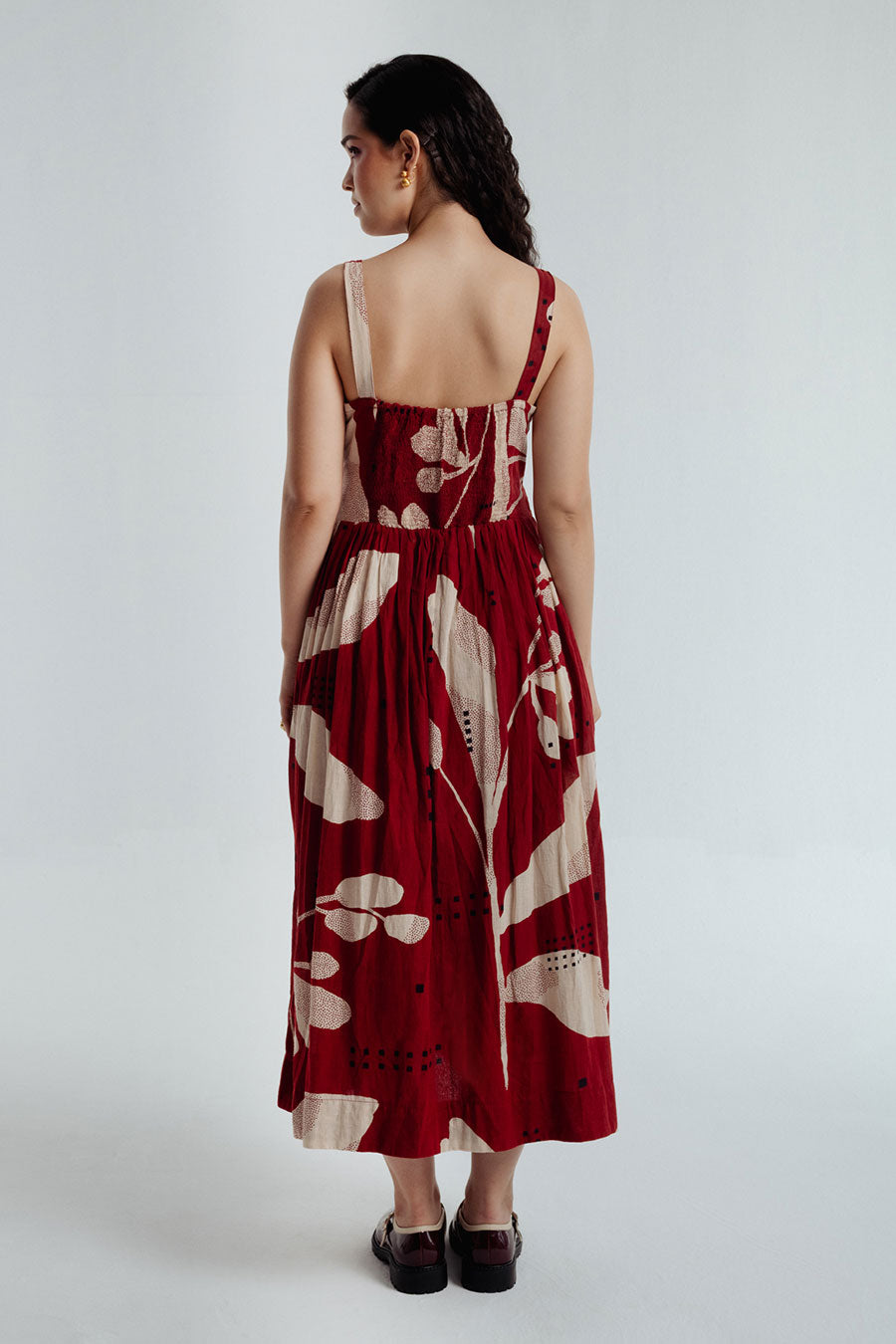 Red Madder Dabu Printed Heart Dress