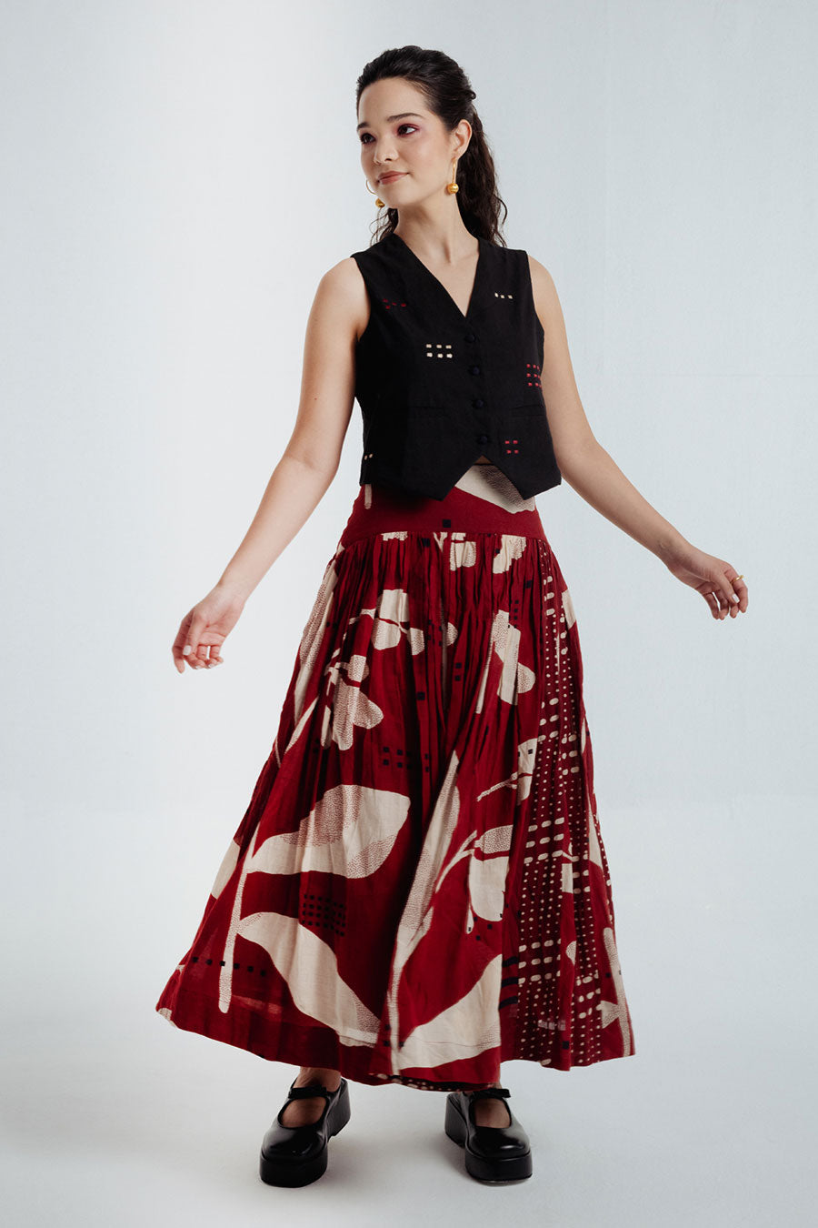Red Madder Dabu Printed Co-Ord Set