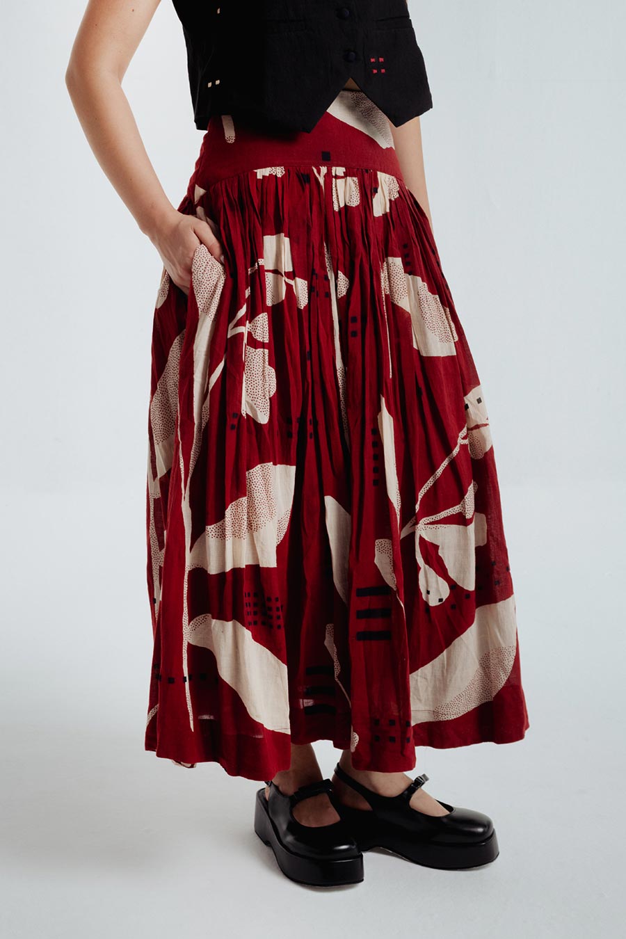 Red Madder Dabu Printed Co-Ord Set