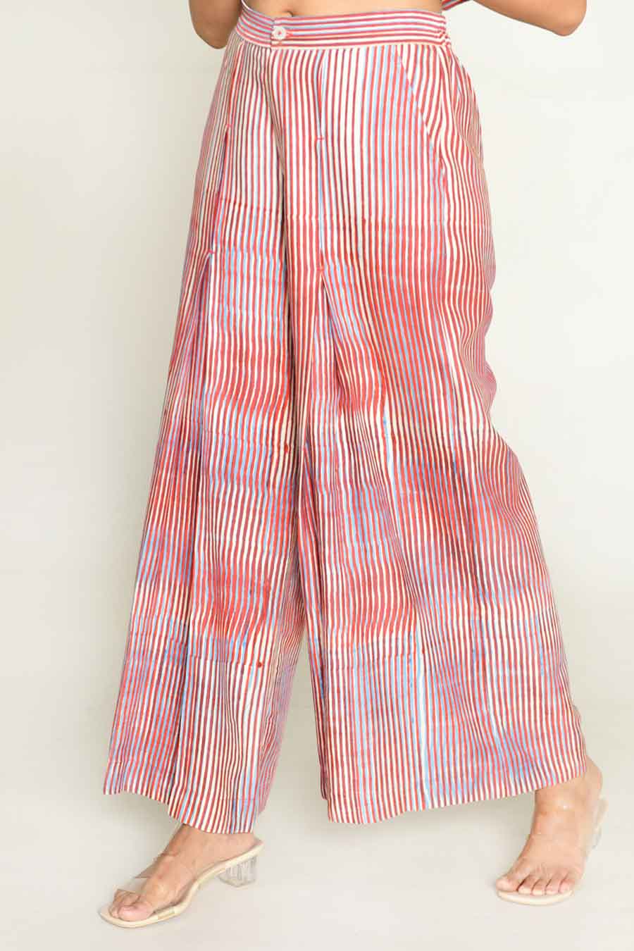 Pink Block-Printed Wide-Leg Pant