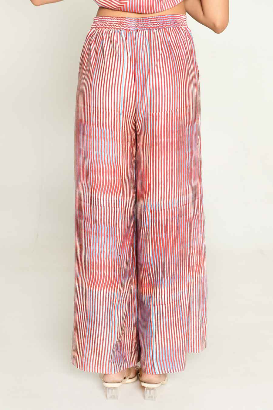 Pink Block-Printed Wide-Leg Pant