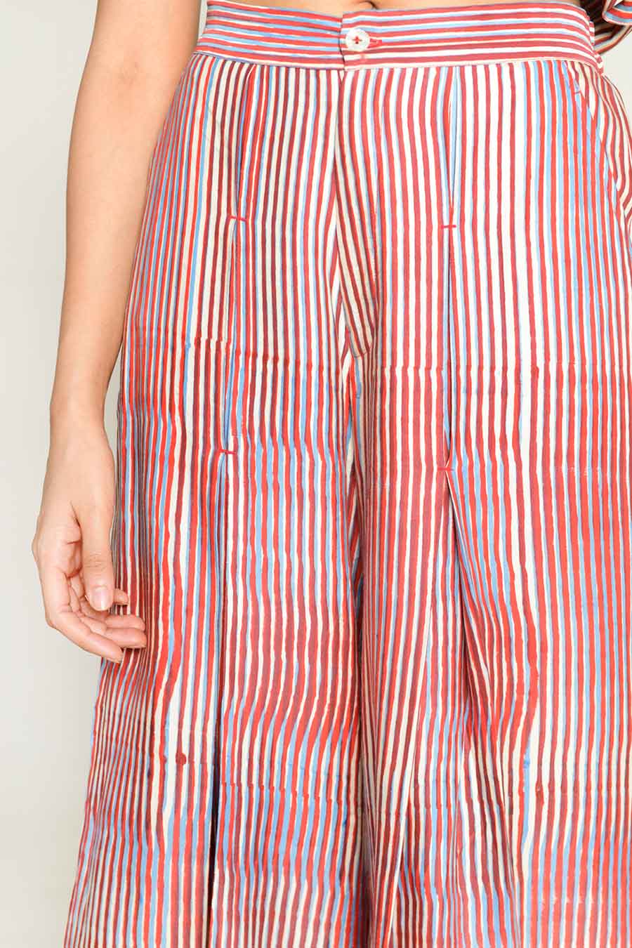 Pink Block-Printed Wide-Leg Pant