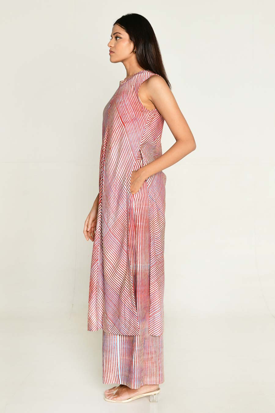 Pink Block-Printed Wide-Leg Pant