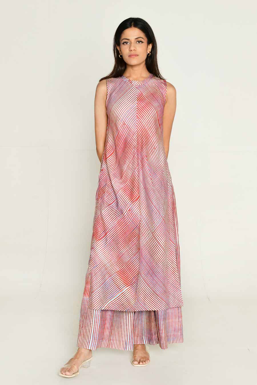 Pink Block-Printed High-Slit Kurta & Pant Set