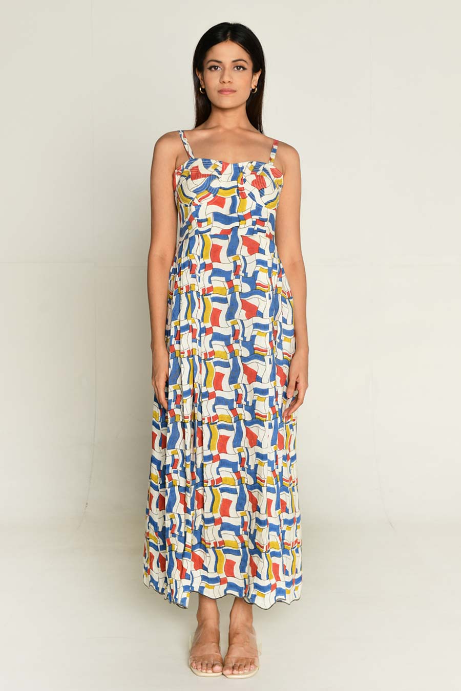 Multicolour Block-Printed Corset Dress