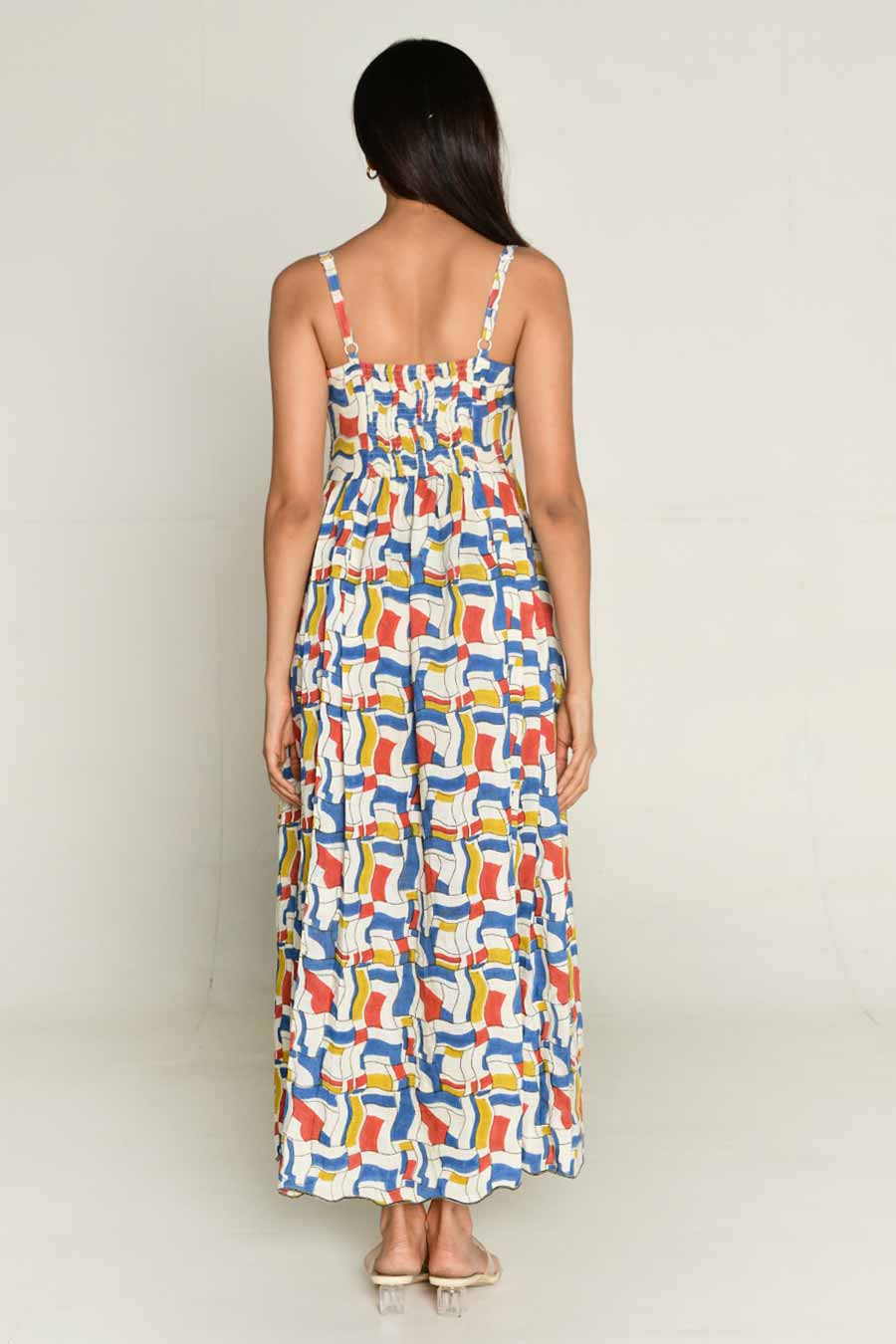 Multicolour Block-Printed Corset Dress