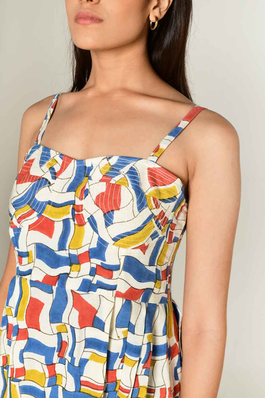 Multicolour Block-Printed Corset Dress