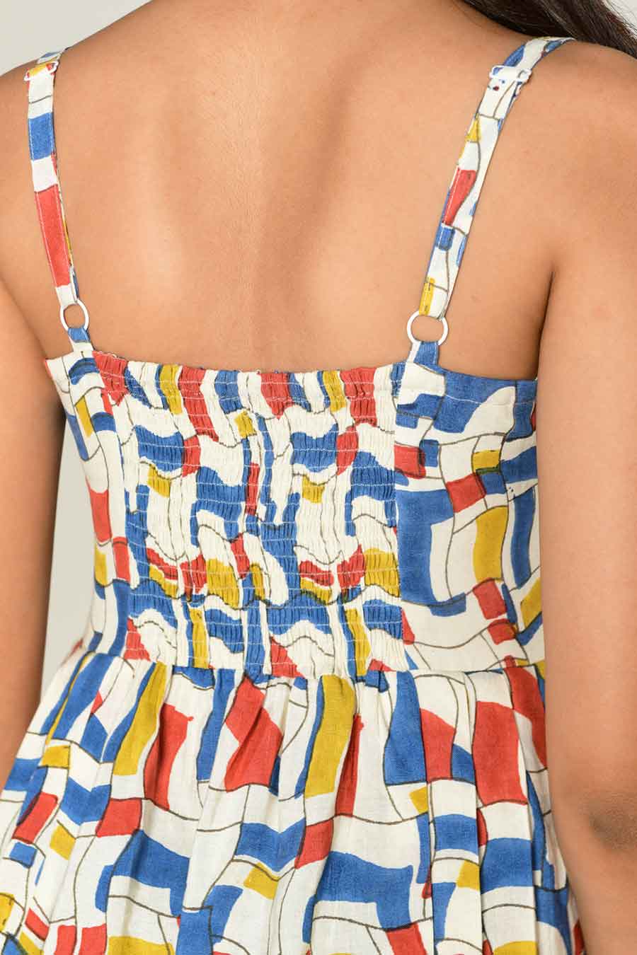 Multicolour Block-Printed Corset Dress
