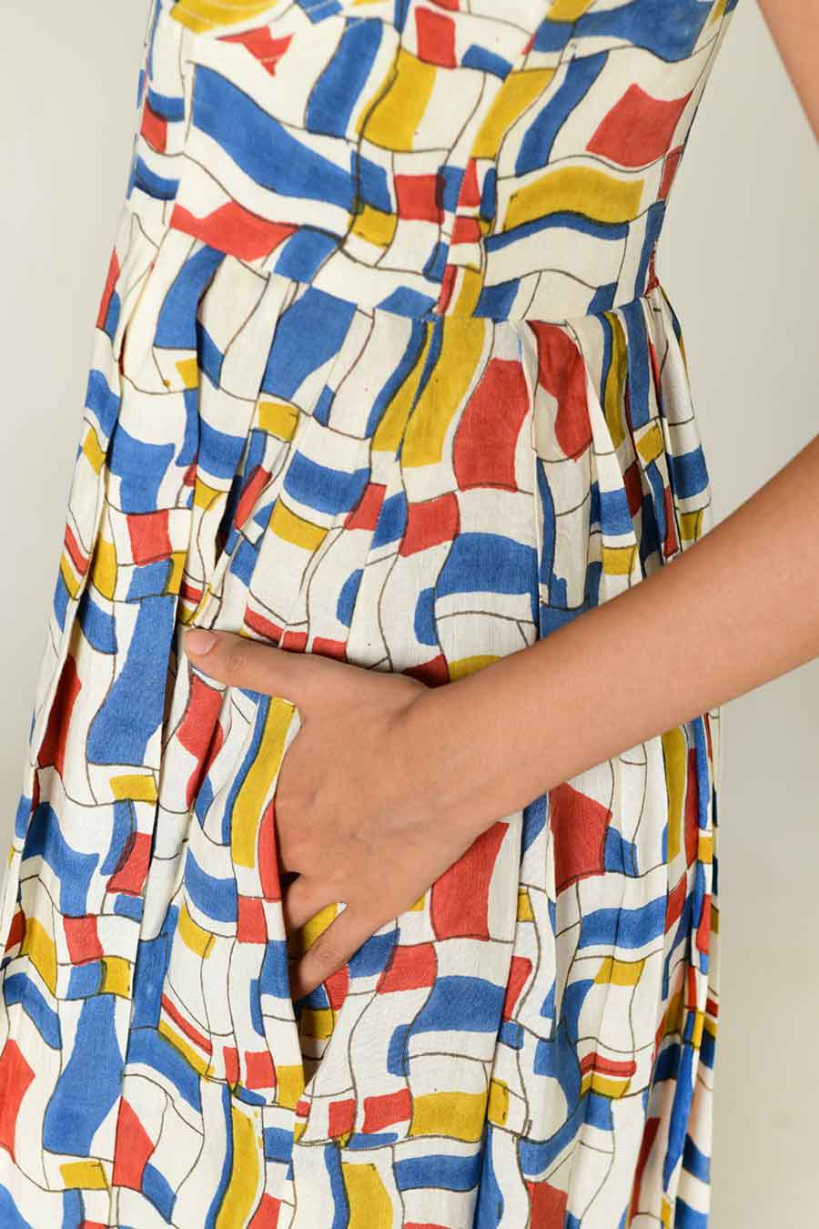 Multicolour Block-Printed Corset Dress