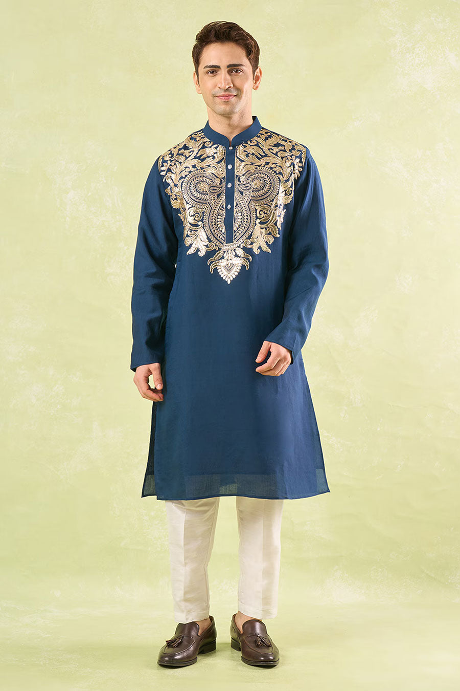 Navy Blue Embroidered Kurta Set
