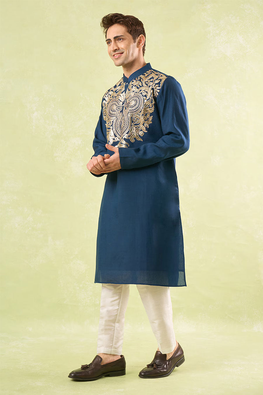 Navy Blue Embroidered Kurta Set
