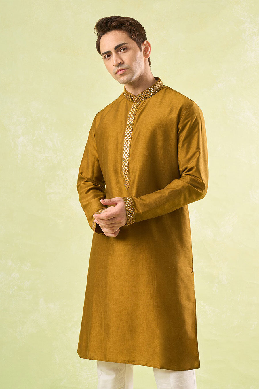 Mustard Embroidered Kurta Set
