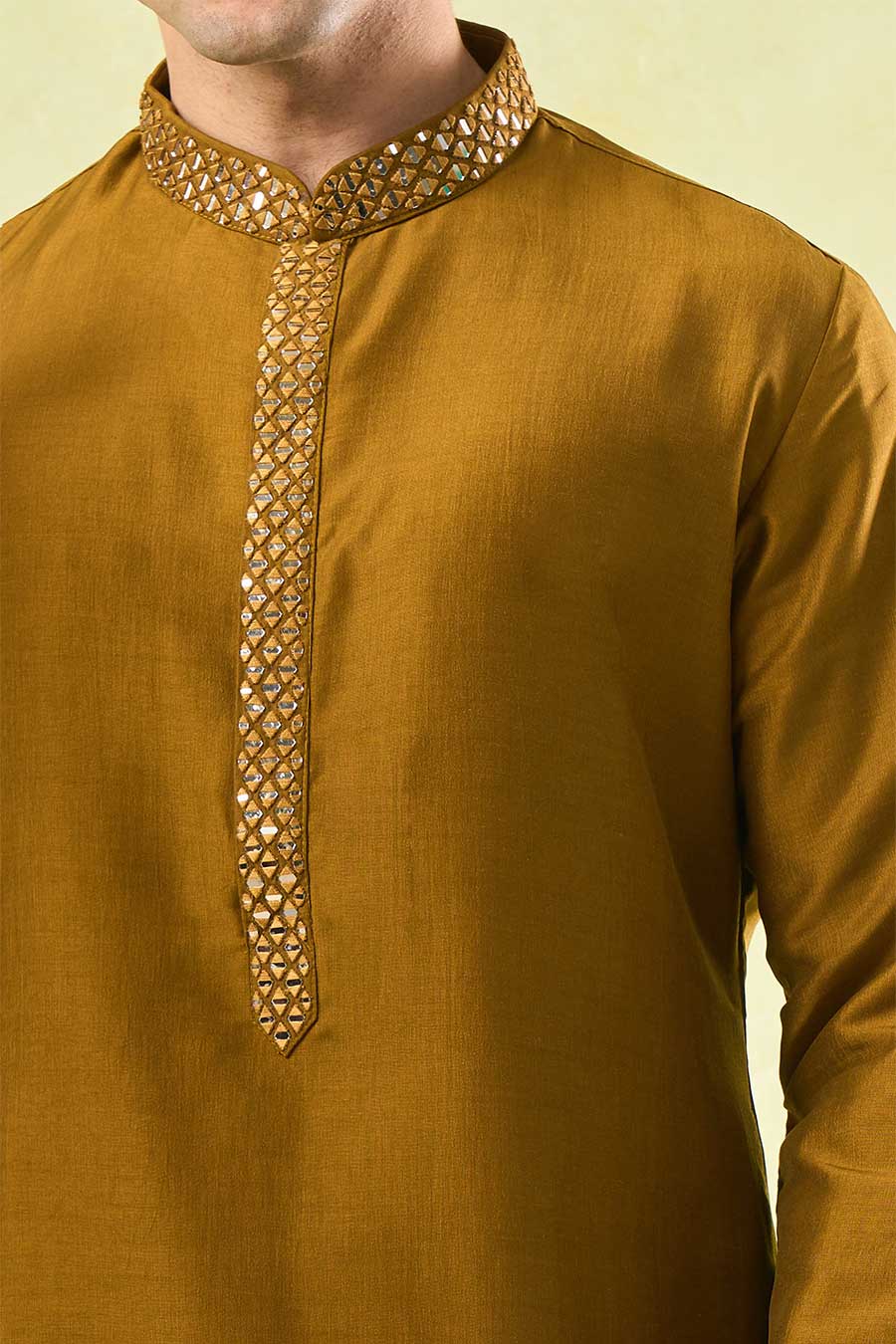 Mustard Embroidered Kurta Set