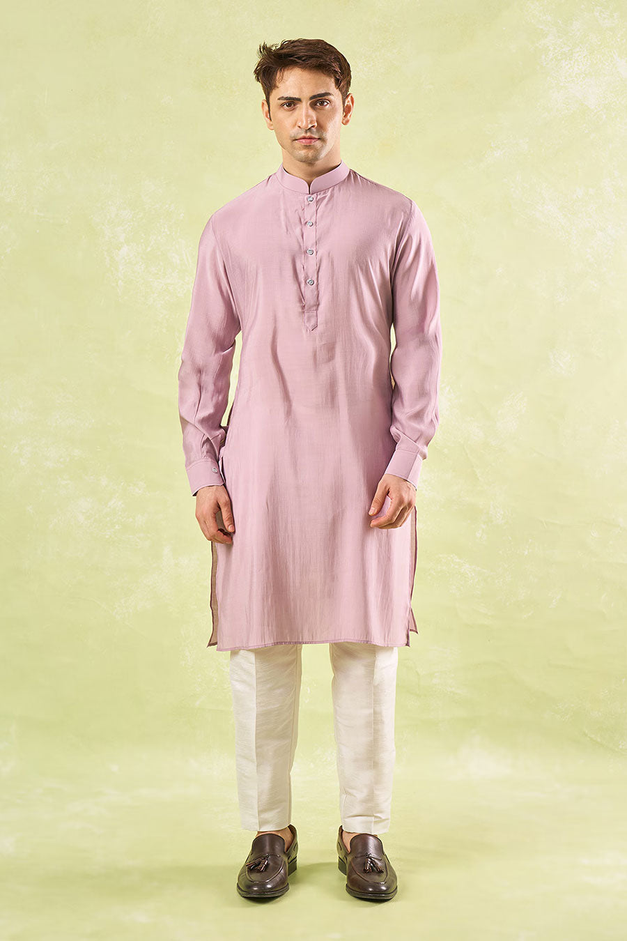 Mauve Embroidered Bundi Kurta Set