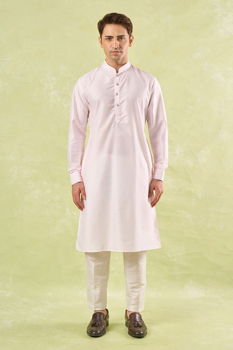 Blush Pink Embroidered Bundi Kurta Set