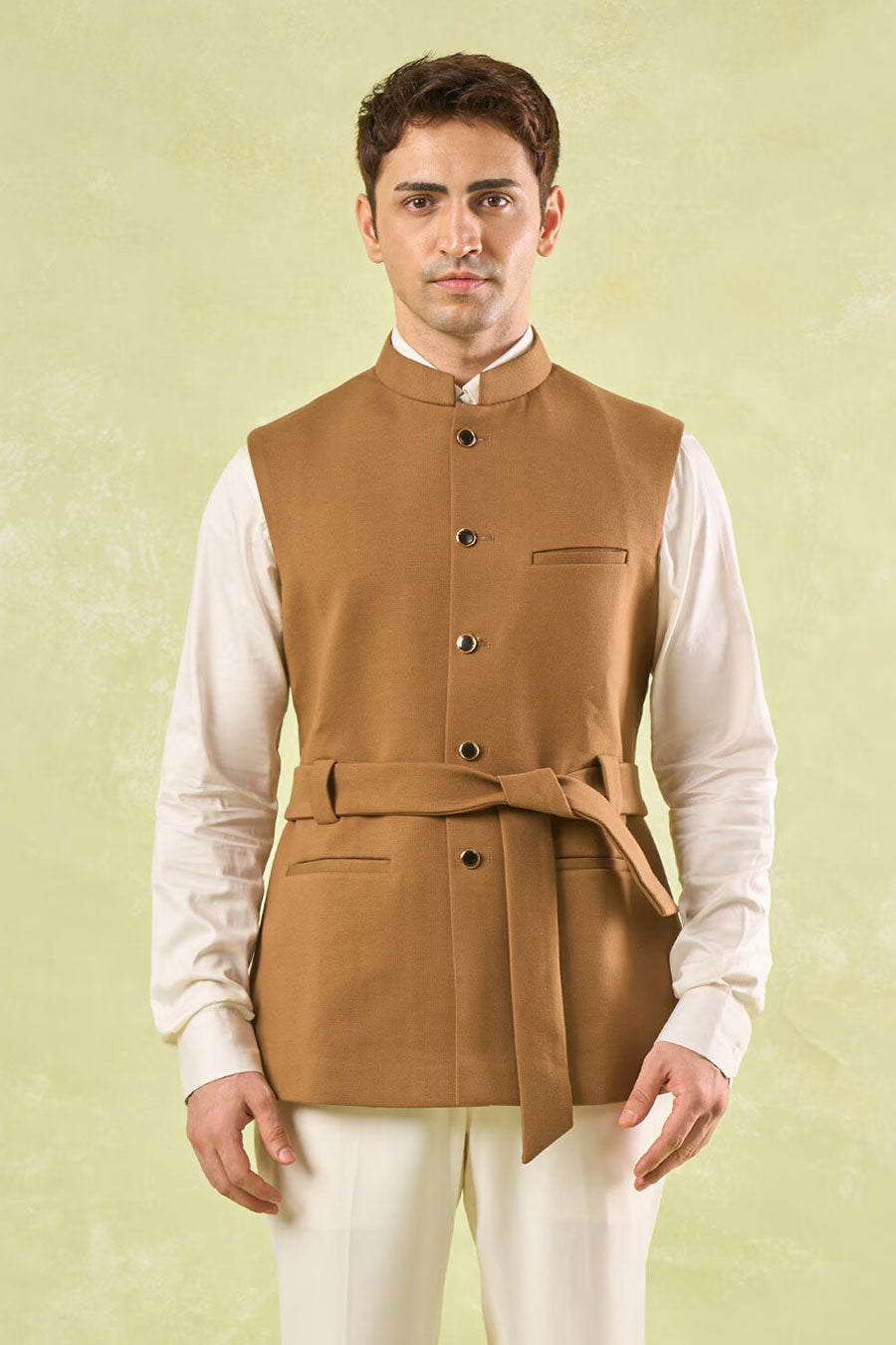 Brown Bandi Jacket with Belt