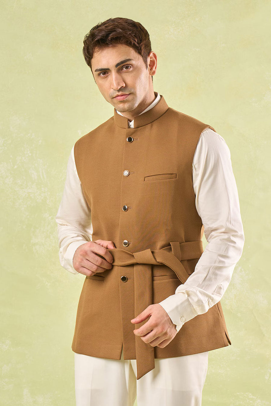 Brown Bandi Jacket with Belt