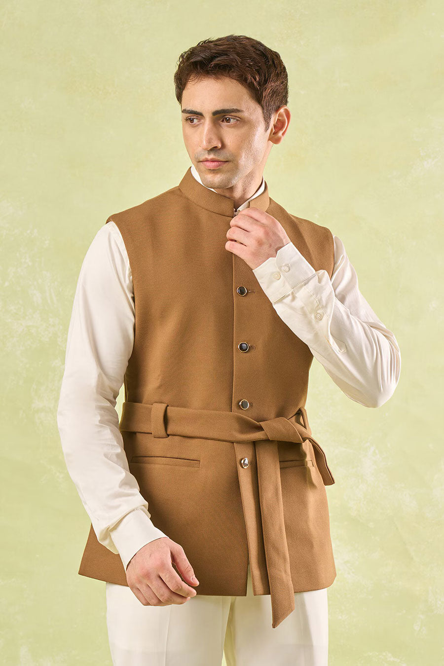 Brown Bandi Jacket with Belt