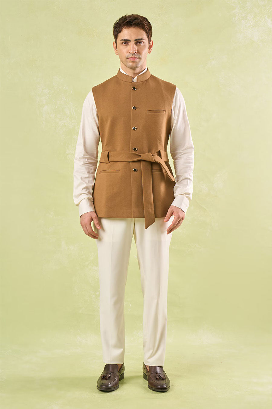 Brown Bandi Jacket with Belt