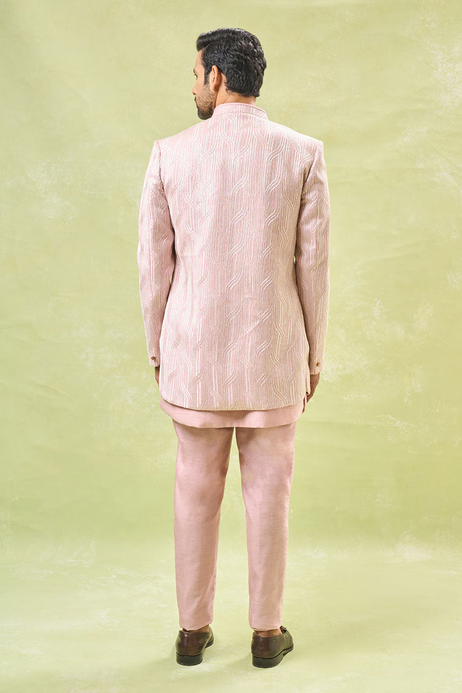 Mauve Pink Embroidered Indo-Western Set