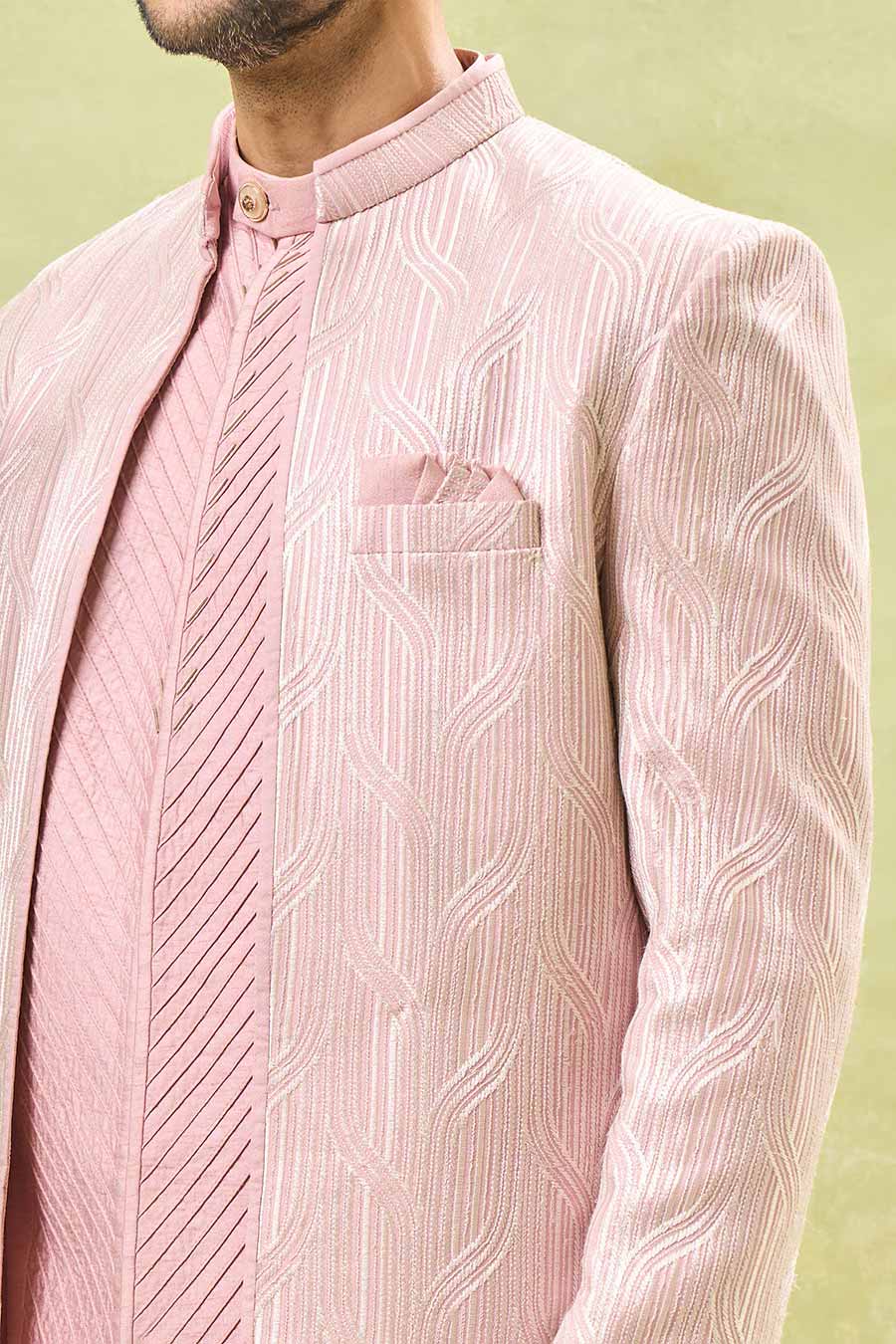 Mauve Pink Embroidered Indo-Western Set