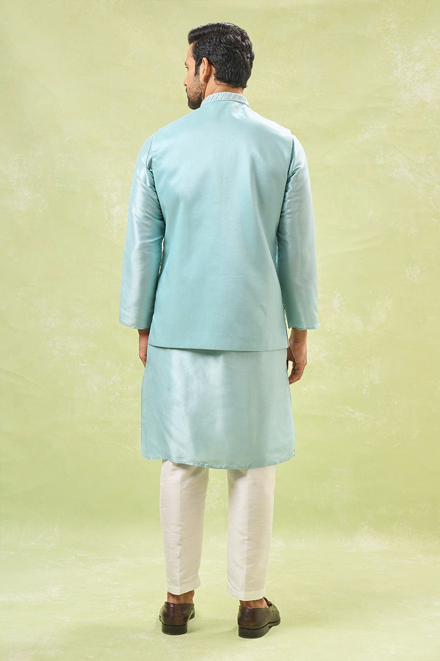 Powder Blue Embroidered Bandi Kurta Set