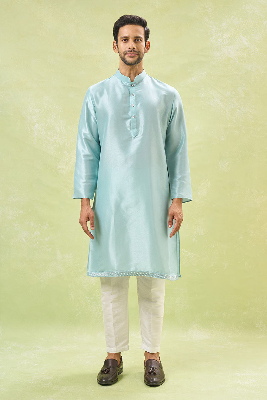 Powder Blue Embroidered Bandi Kurta Set
