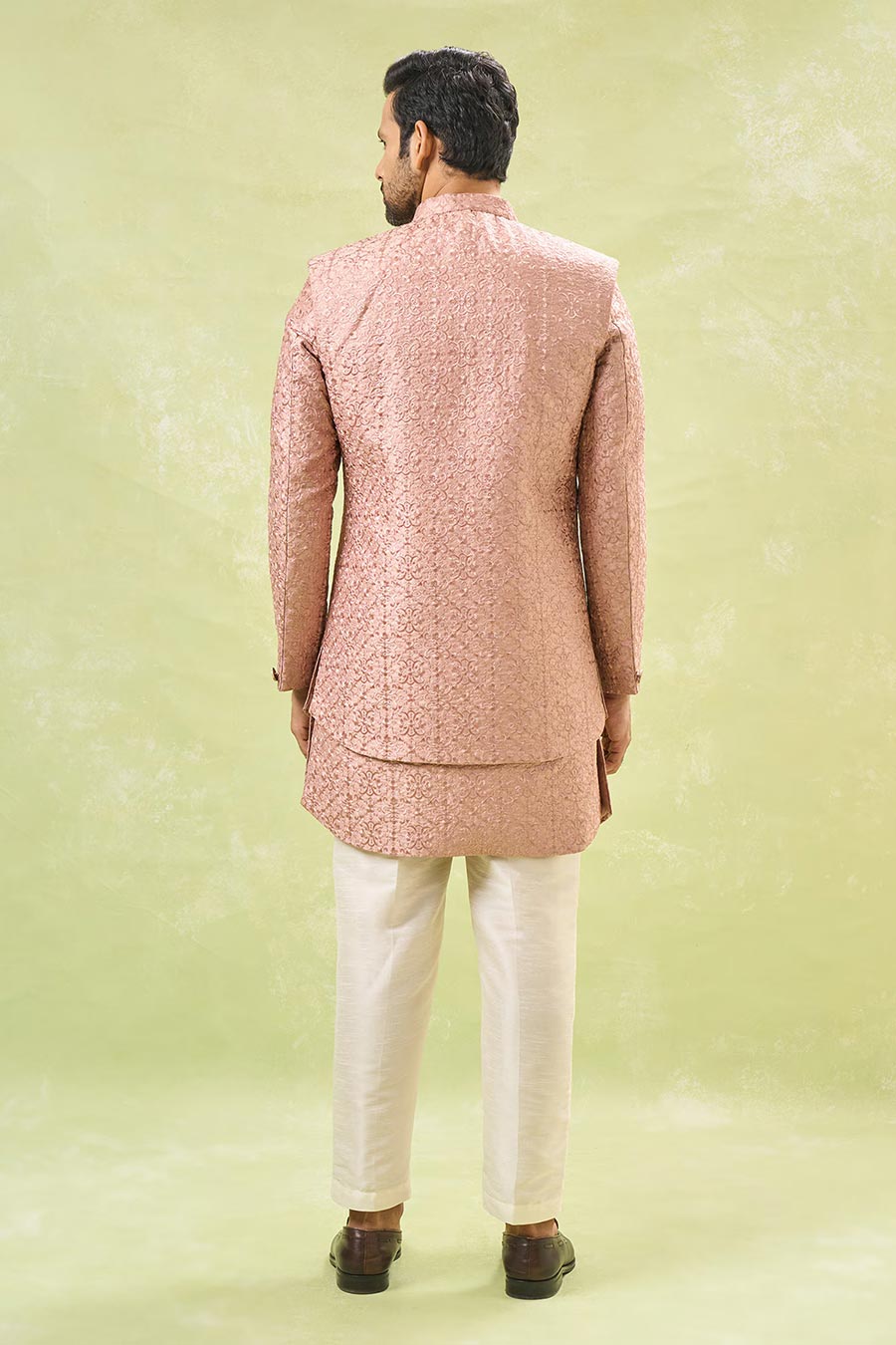 Old Rose Embroidered Indo-Western Set