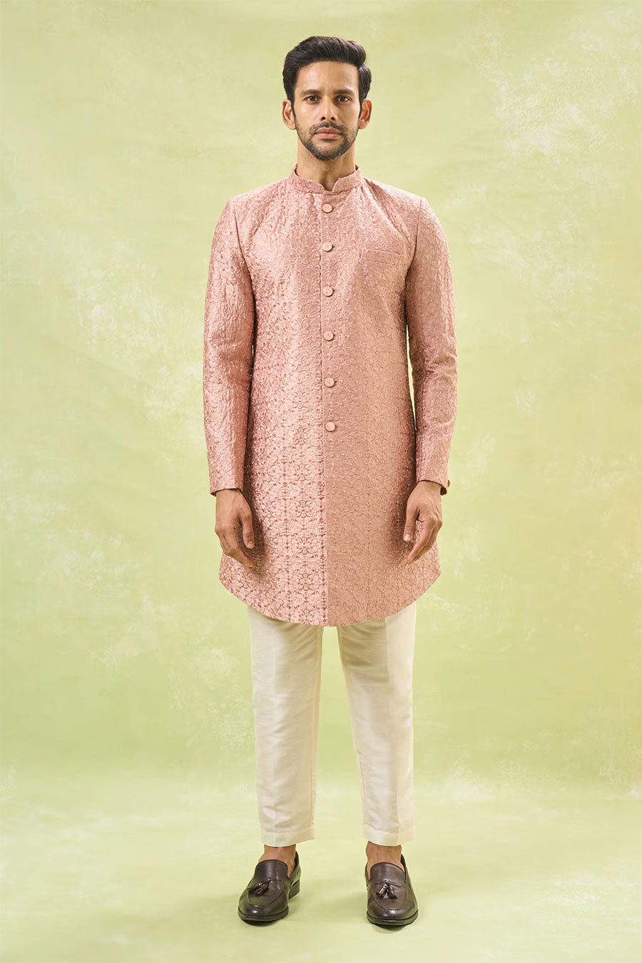 Old Rose Embroidered Indo-Western Set