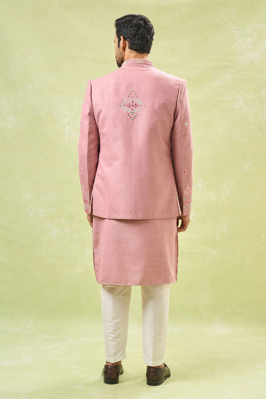 Purple Embroidered Indo-Western Set