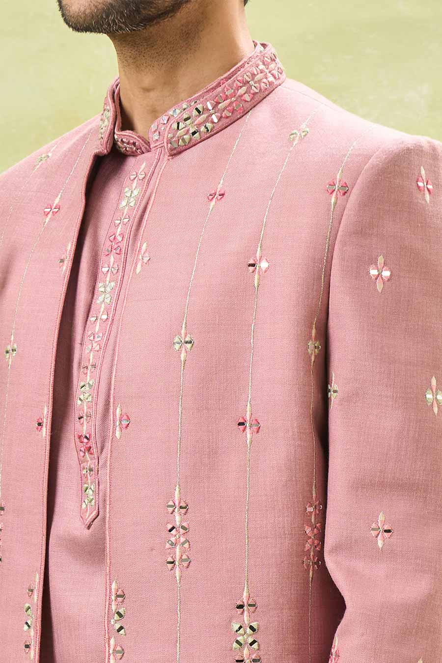 Purple Embroidered Indo-Western Set