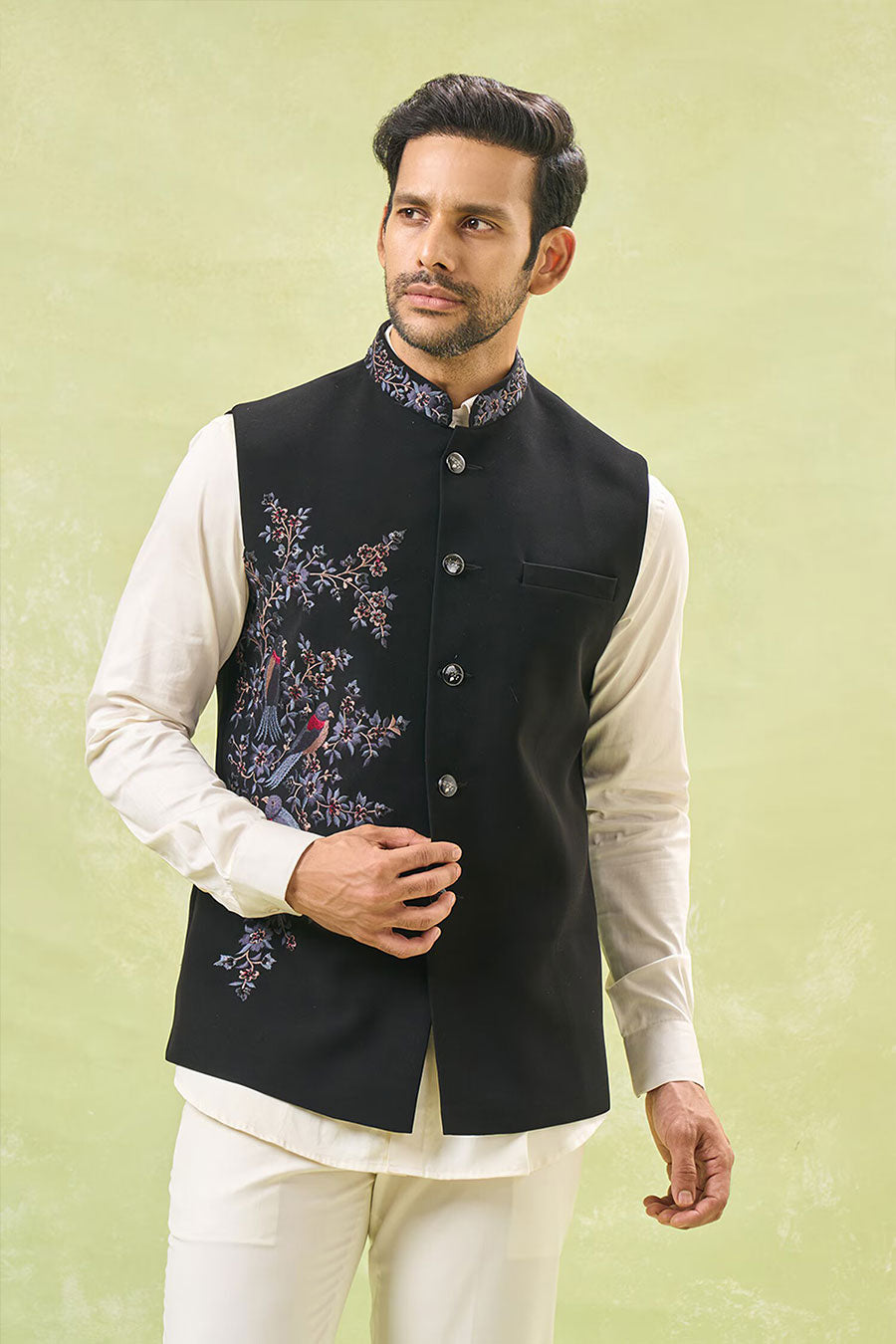 Black Embroidered Bandi Jacket