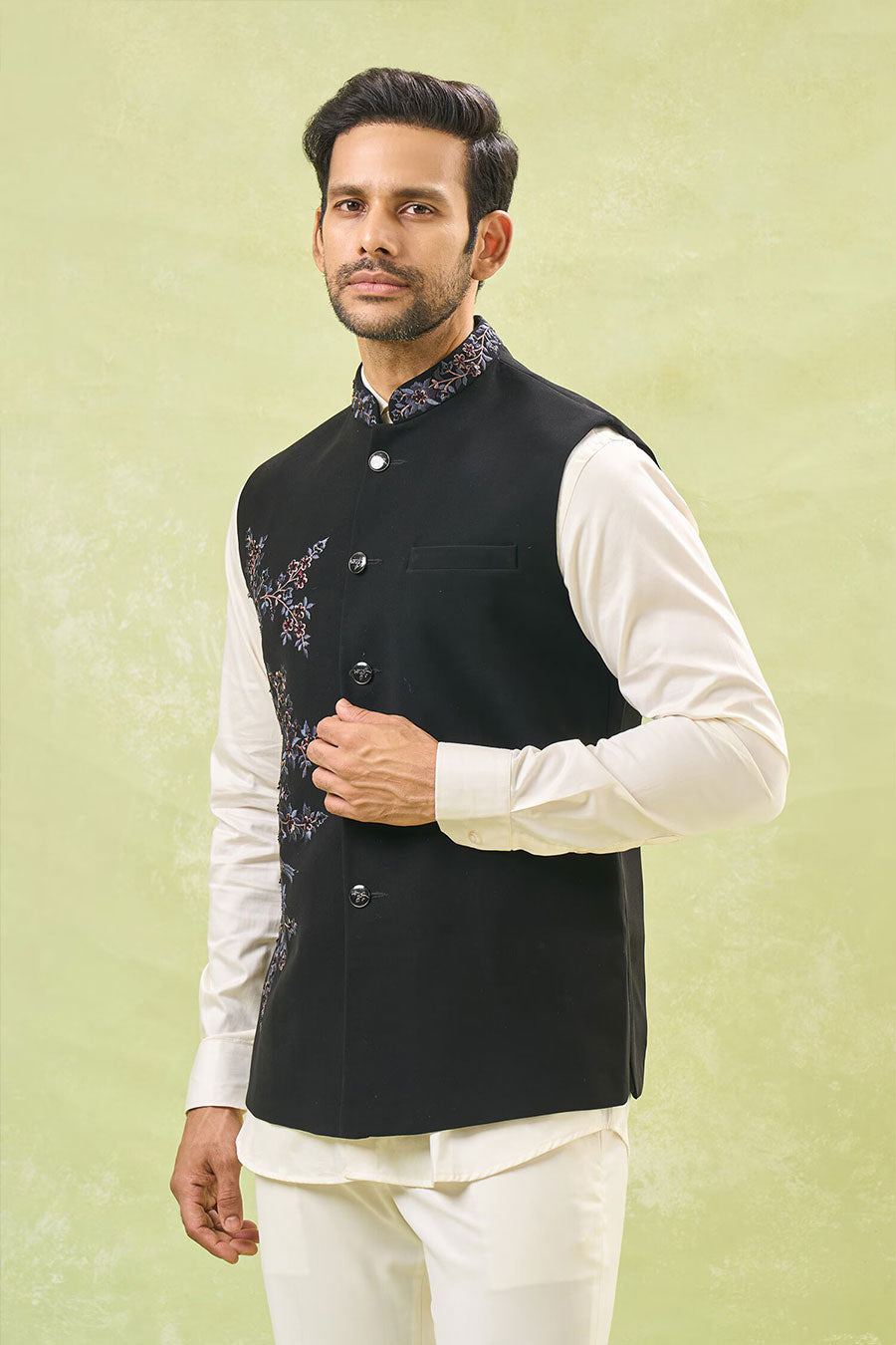 Black Embroidered Bandi Jacket