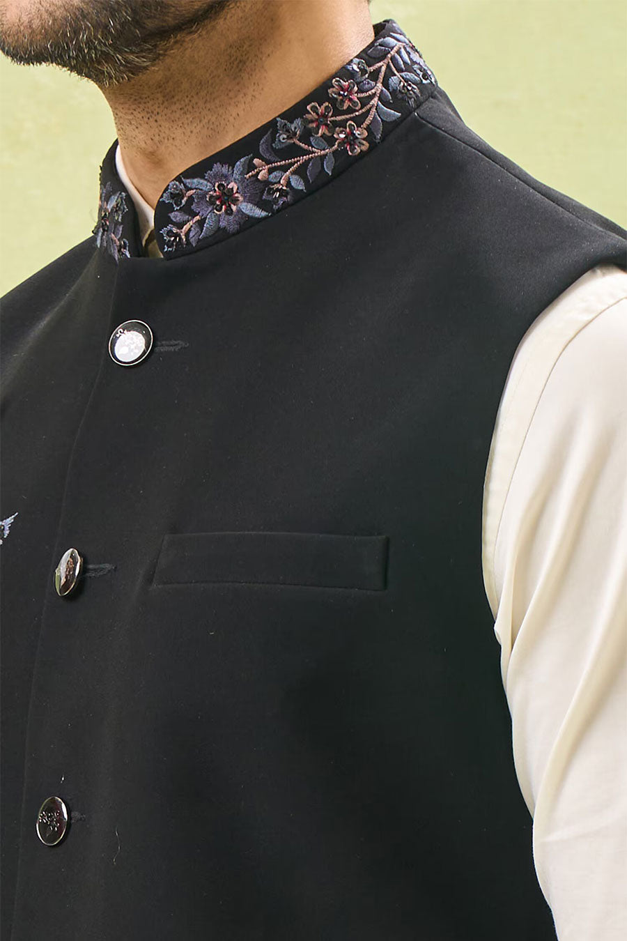 Black Embroidered Bandi Jacket