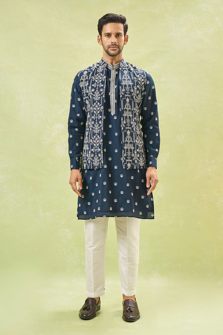 Royal Blue Embroidered Bandi Kurta Set