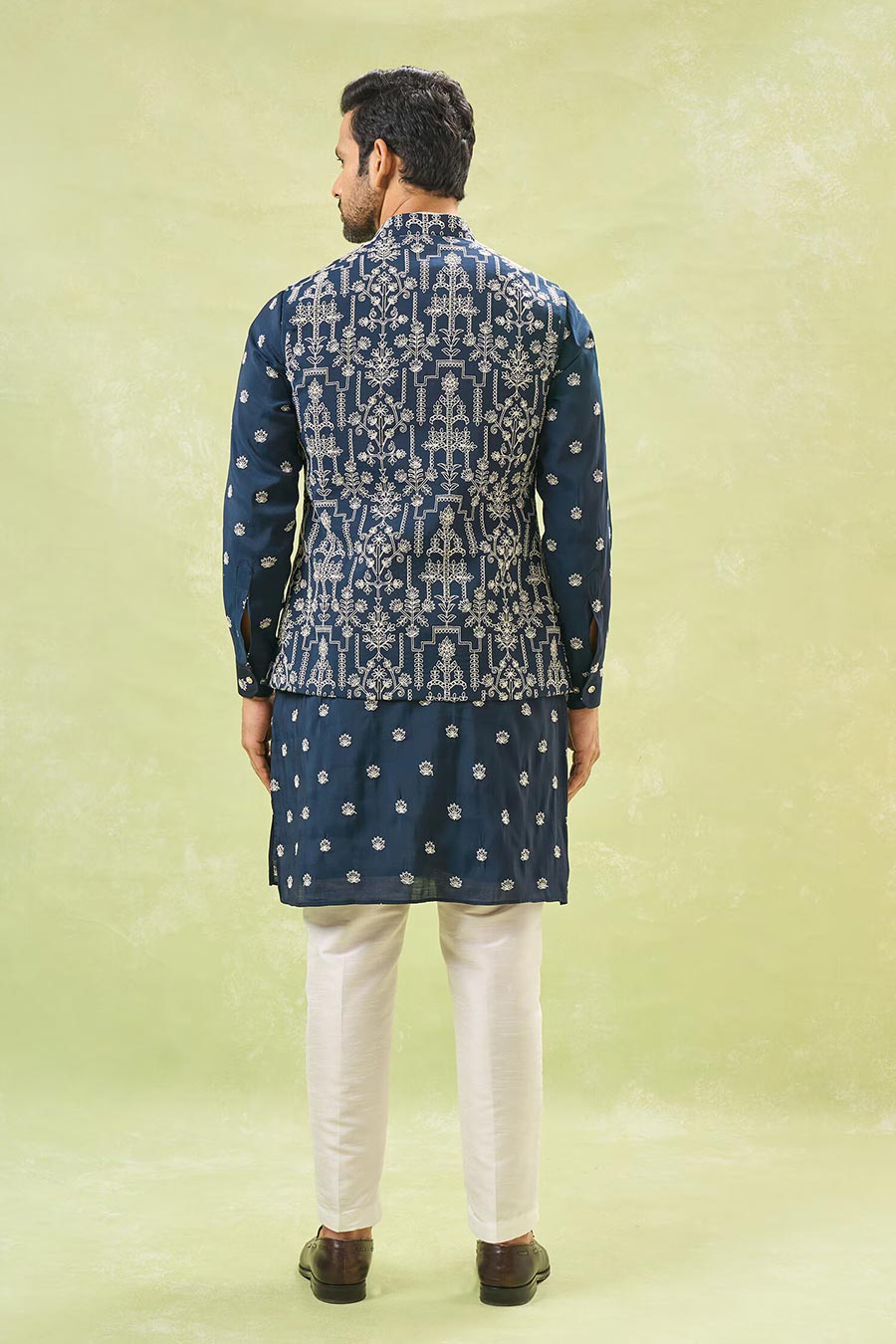 Royal Blue Embroidered Bandi Kurta Set
