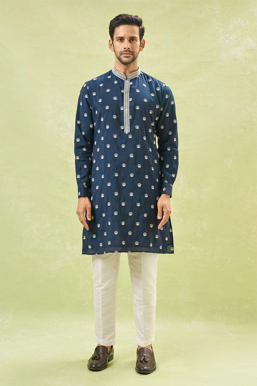 Royal Blue Embroidered Bandi Kurta Set