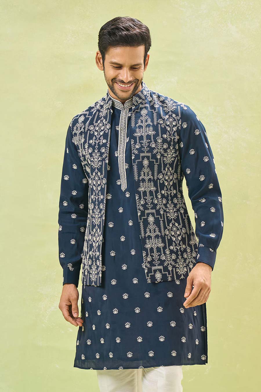 Royal Blue Embroidered Bandi Kurta Set